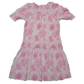 Gauze Aop Tiered Long Slv Dress With Headband  Orange Nawao.com