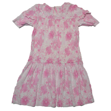 Gauze Aop Tiered Long Slv Dress With Headband  Orange Nawao.com