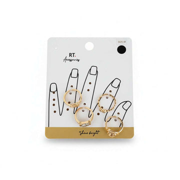 Gold Embelished Ring Set Of 4 Nawao.com