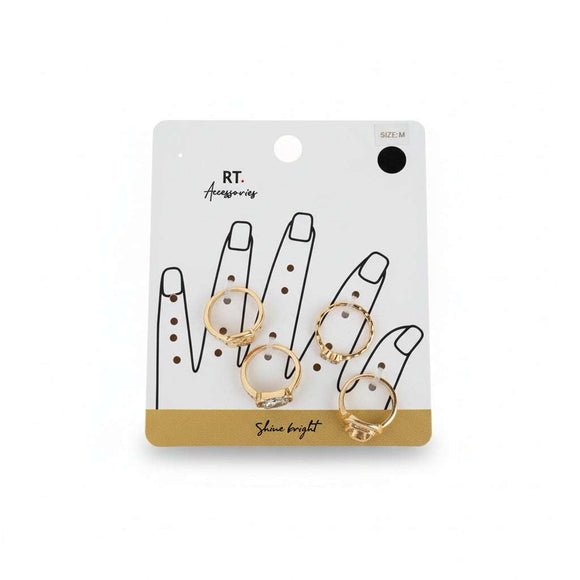 Gold Embelished Ring Set Of 4 Nawao.com