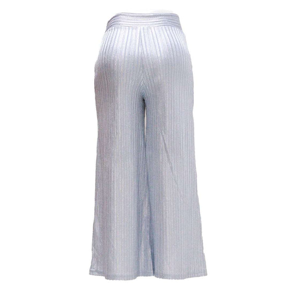 Gold Shimmerfoil Coated Wide Leg Knitted Pants Nawao.com