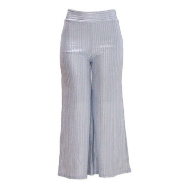 Gold Shimmerfoil Coated Wide Leg Knitted Pants Nawao.com