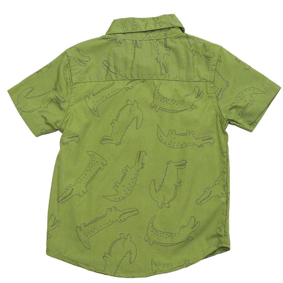 Green Aop Croc Short Sleeve Shirt Nawao.com