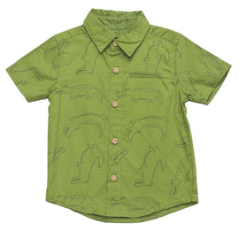Green Aop Croc Short Sleeve Shirt Nawao.com