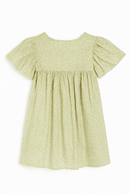 Green Floral Aop Frill Sleeve Woven Dress Green Nawao.com