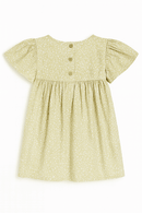 Green Floral Aop Frill Sleeve Woven Dress Green Nawao.com