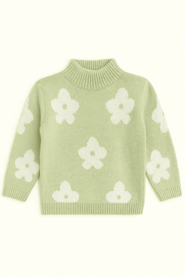 Green Floral Aop Knit 2 Pcs Knit Set Green Nawao.com
