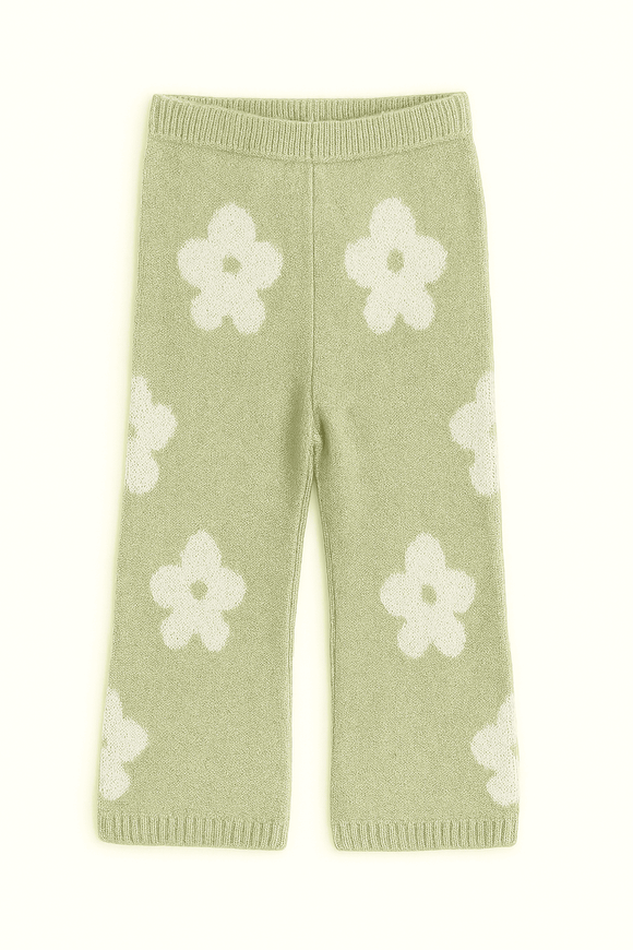 Green Floral Aop Knit 2 Pcs Knit Set Green Nawao.com