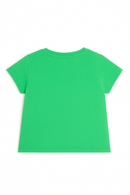 Green Flowers Bloom Placement Print With Sequins Boxy H S T Shirt Green Nawao.com