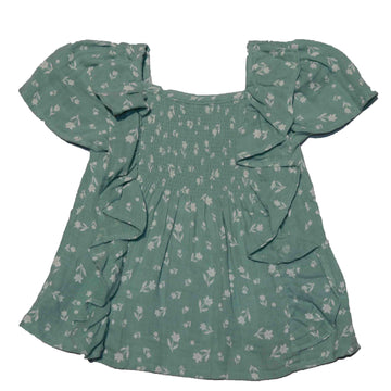 Green Gauze With Frills Top Nawao.com