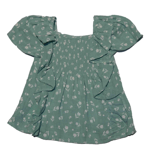 Green Gauze With Frills Top Nawao.com