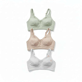 Green Grey Nude 3 Pack Non Padded Bras Nawao.com