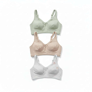Green Grey Nude 3 Pack Non Padded Bras Nawao.com