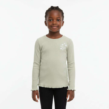 Green Heart Embroidery  Rib F S T Shirt Nawao.com