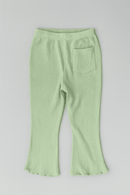 Green Heart Embroidery Rib Rib Leggings Green Nawao.com