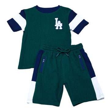 Green La Crew Neck T Shirt With Shorts Set Green 4 5 Years Nawao.com