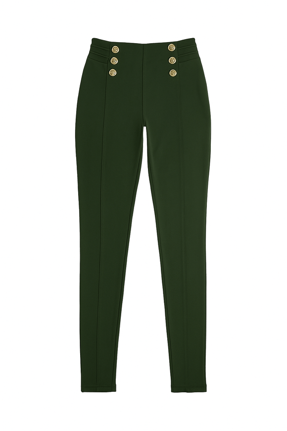 Green Leggings With Buttons Nawao.com