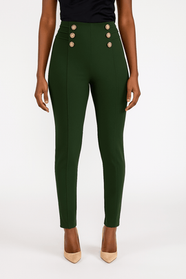 Green Leggings With Buttons Nawao.com