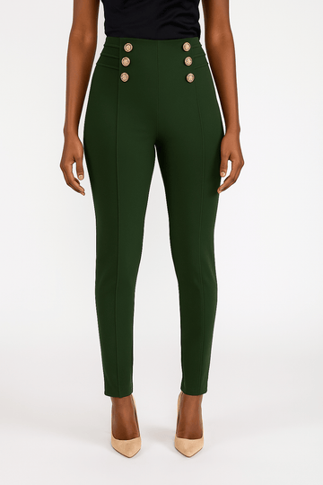 Green Leggings With Buttons Nawao.com