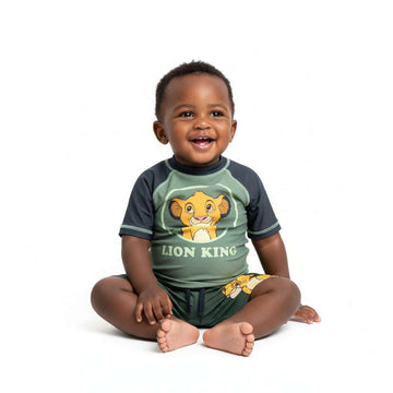 Green Lion King Rash Guard T Shirt And Swim Shorts Set Green Nawao.com