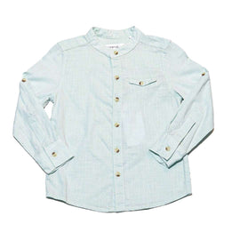 Green Long Sleeve Oxford Shirt With Embroidery Nawao.com