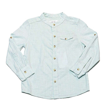 Green Long Sleeve Oxford Shirt With Embroidery Nawao.com