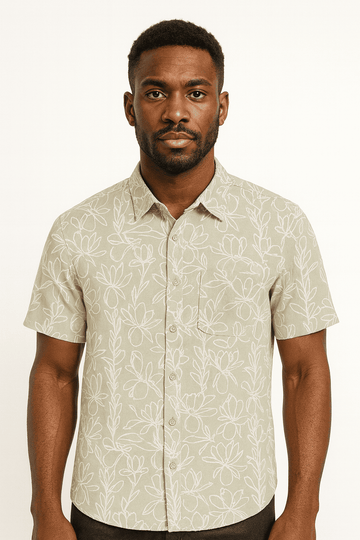 Green Mens Casual Shirt Nawao.com