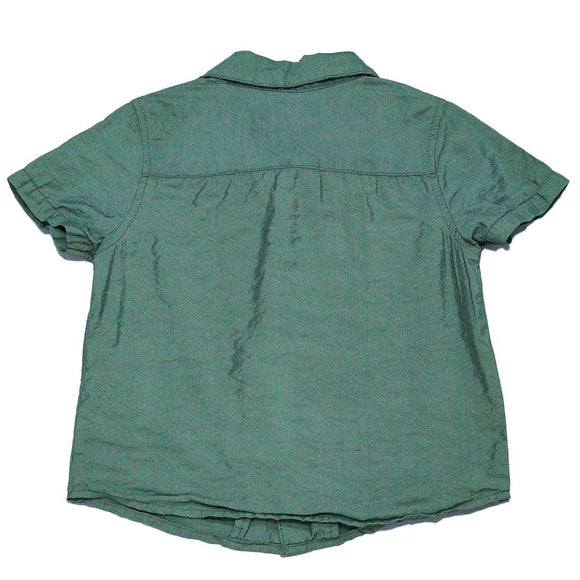 Green Nylon Resort Short Sleeve Shirts Nawao.com