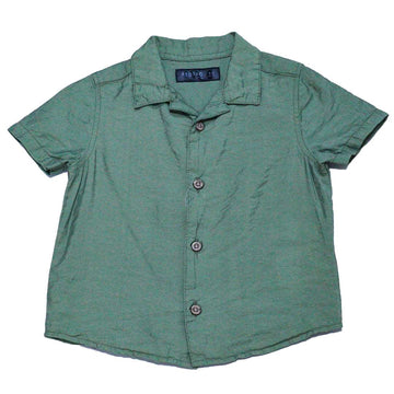 Green Nylon Resort Short Sleeve Shirts Nawao.com