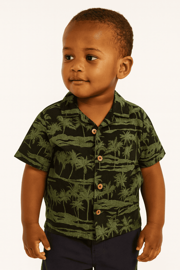 Green Palm Aop Resort Shirt Nawao.com
