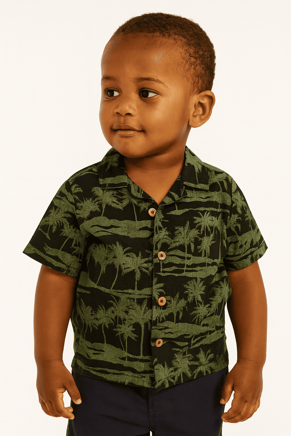 Green Palm Aop Resort Shirt Nawao.com