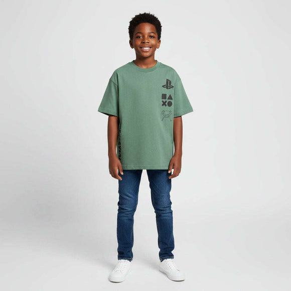 Green Playstation Over Size T Shirt  Green Nawao.com