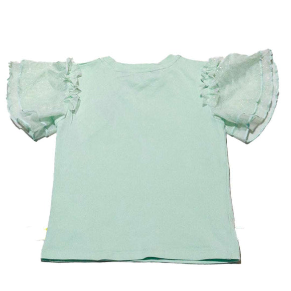 Green Pleated Skirt With Tshirt Set Nawao.com
