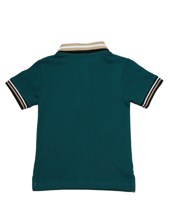 Green Polcorn Knit Polo T Shirt Dark Nawao.com