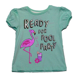 Green Ready For Pool Party Print T Shirt Nawao.com