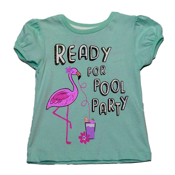 Green Ready For Pool Party Print T Shirt Nawao.com
