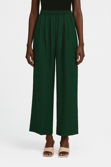 Green Satin Jacquard Trouser Nawao.com