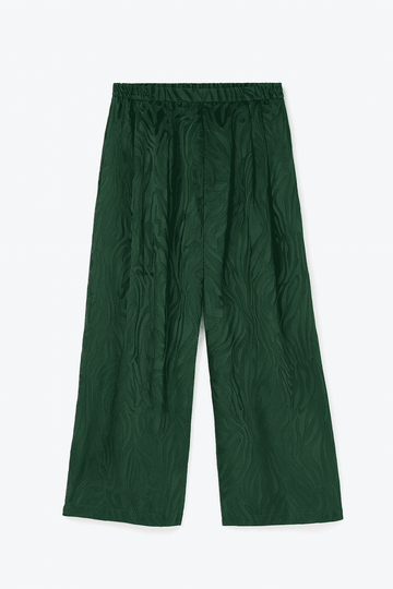 Green Satin Jacquard Trouser Nawao.com