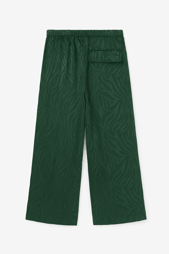 Green Satin Jacquard Trouser Nawao.com