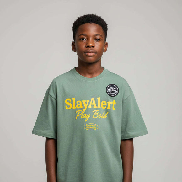 Green Stay Alert Tennis Over Size T Shirt Green 13 14 Years Nawao.com