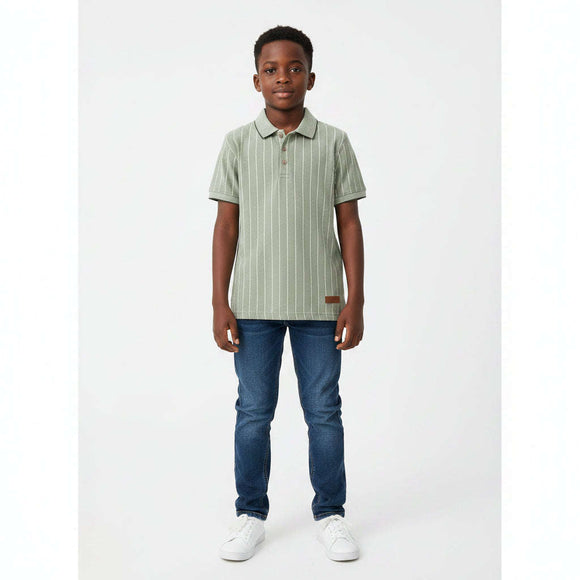 Green Stripe Polo  Green Nawao.com