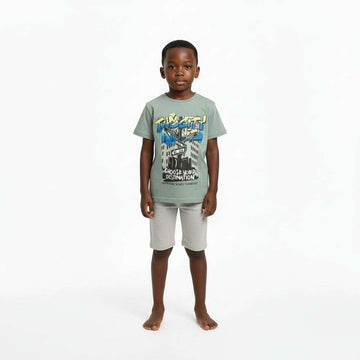 Green The City S S T Shirt And Shorts Set Green Nawao.com