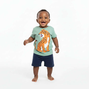 Green Tiger Applique Tshitrt Green Nawao.com