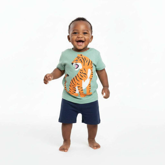 Green Tiger Applique Tshitrt Green Nawao.com
