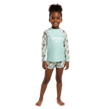 Green Tropical Print Shorts Sets With Leggings Assorted Nawao.com