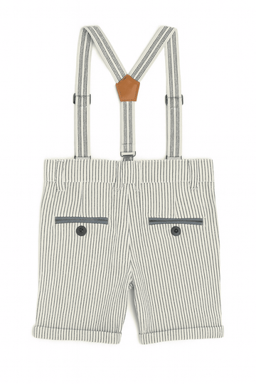 Green  White Stripes Shorts W  Suspender Shorts Nawao.com