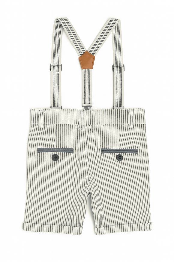 Green  White Stripes Shorts W  Suspender Shorts Nawao.com