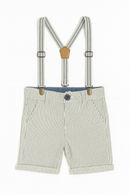 Green  White Stripes Shorts W  Suspender Shorts Nawao.com