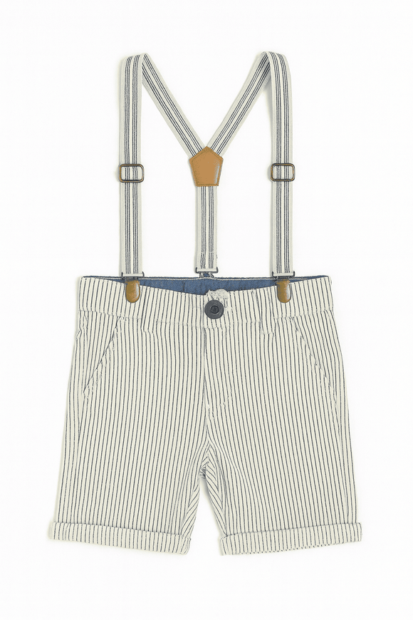 Green  White Stripes Shorts W  Suspender Shorts Nawao.com