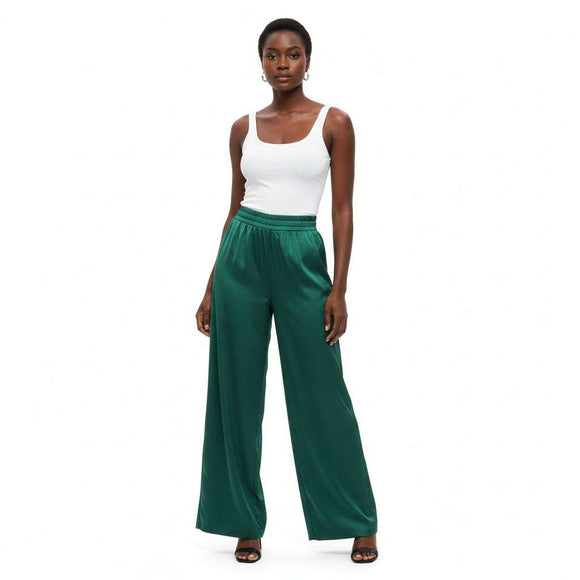 Green Wide Leg Trouser Dark Green Uk8 Nawao.com
